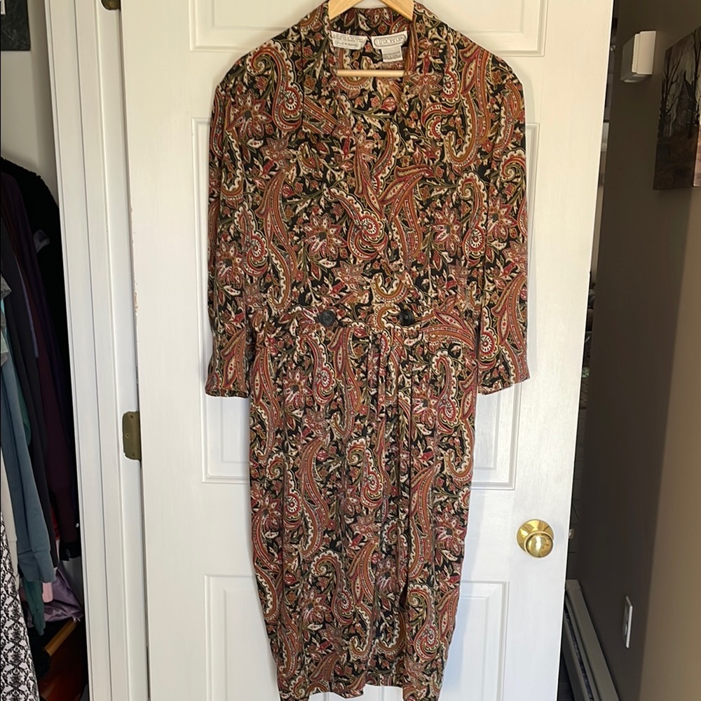 Liz Robert’s paisley semi wrap dress